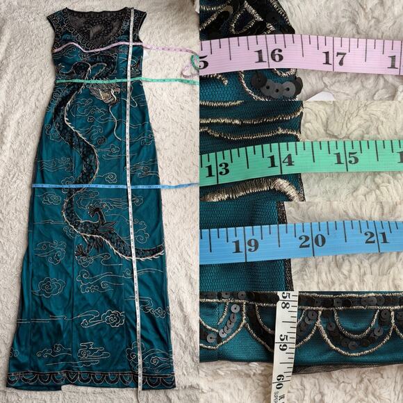 New Sue Wong Nocturne embroidered dragon maxi dress long gown cocktail nwt 2 - Picture 4 of 16